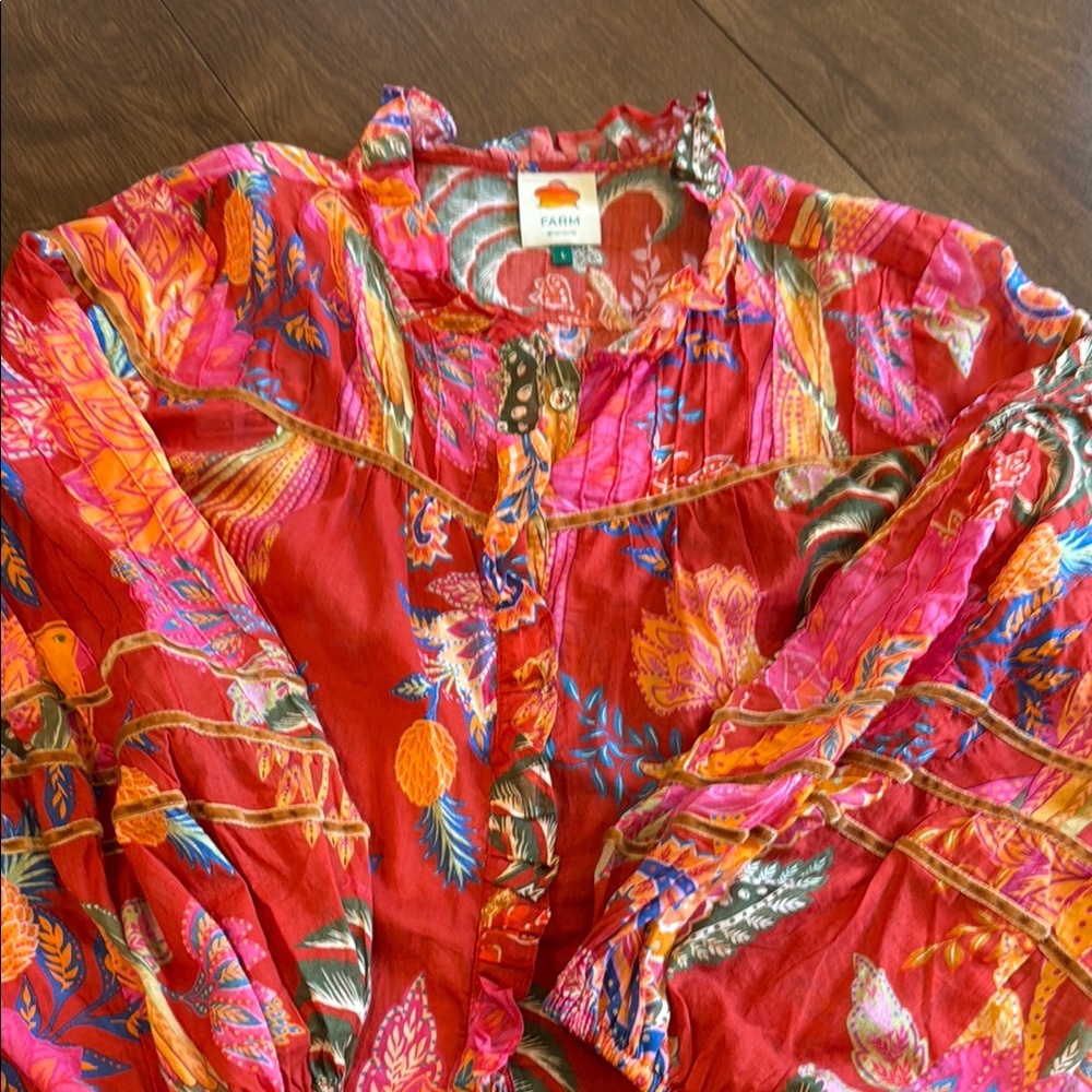 FARM Rio Vibrant Red Floral Blouse
